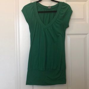 Green V-neck Shirt